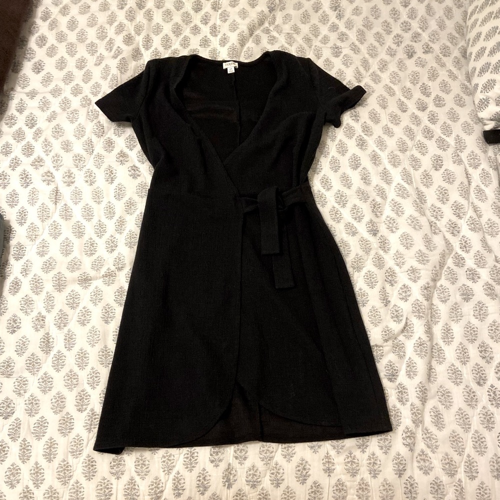 J. Crew black linen/cotton blend wrap dress size XS